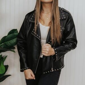 Faux Leather Stud Jacket